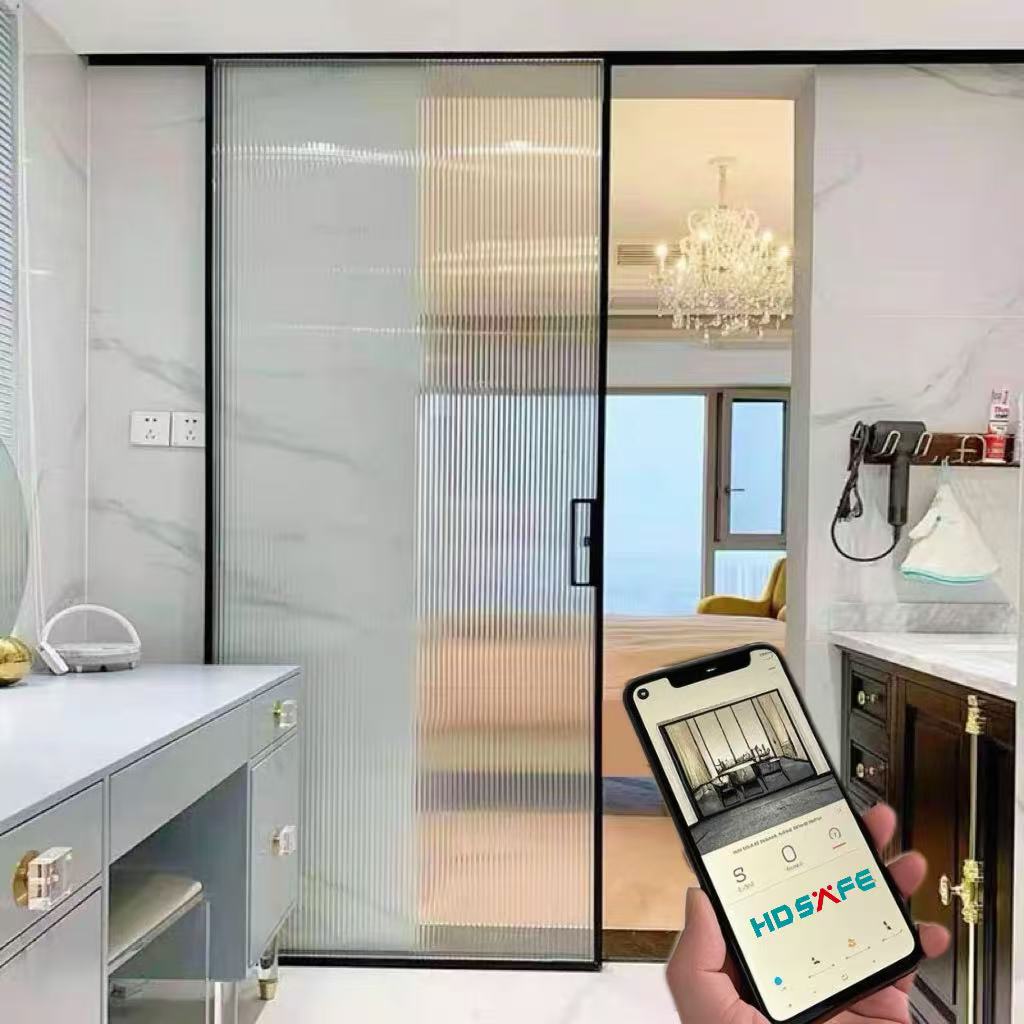 Glass Electric Door Opener Sensor Phone App Linear Magnetic Drive Automatic Sliding Door Operator Villa Interior