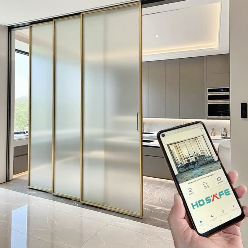 European Standards Popular Modern Automatic Glass Electric Sliding Door System Extremely Narrow Modern Sliding Door