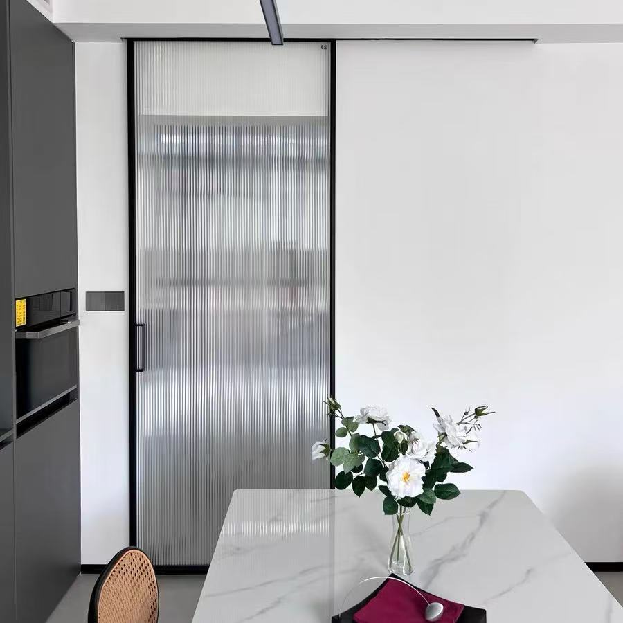 Customized Glass Sliding Door Hardware Kit Factory Interior Narrow Frame Aluminum Sliding Door With Art Glass Wholesale Price