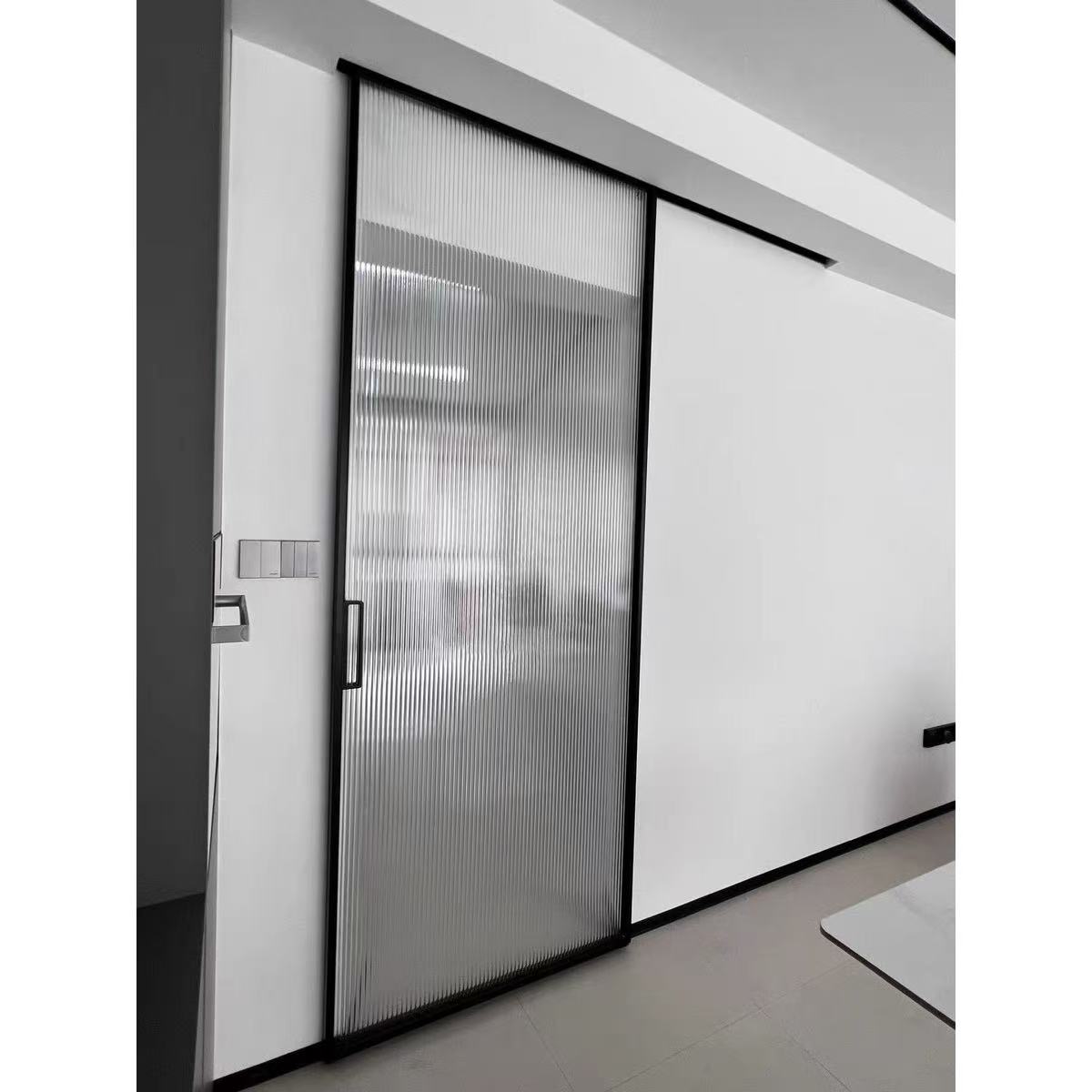 Customized Glass Sliding Door Hardware Kit Factory Interior Narrow Frame Aluminum Sliding Door With Art Glass Wholesale Price