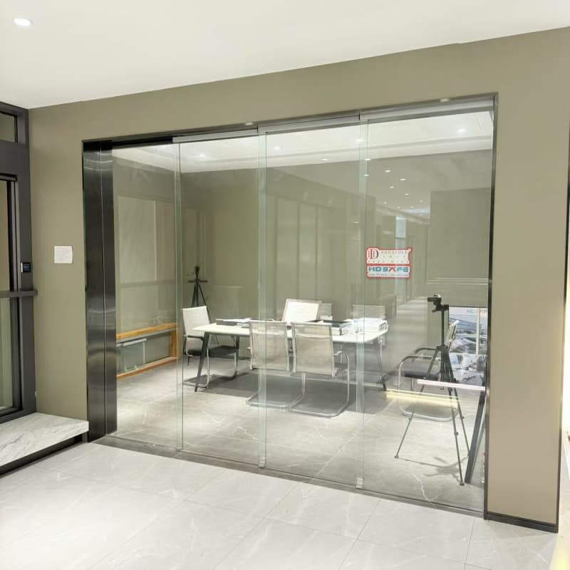Minimalist Frameless Telescopic Sliding Glass Door System Soft Closing for Interior Office Living Room Partition Factory Price