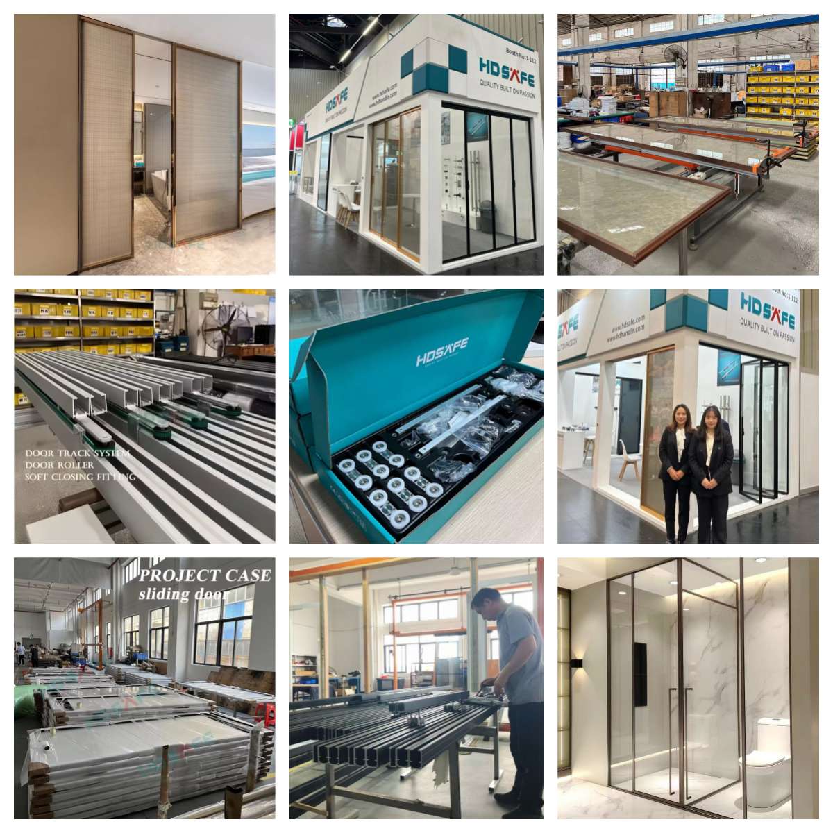 HDSAFE Interior Sliding Glass Door Room Partition Wall Door Home Bedroom Black Frame Aluminum Sliding Door