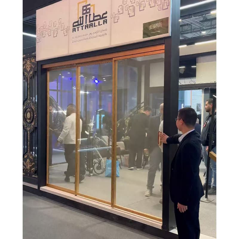 Modern Design Three-Panel Linked Glass Sliding Door System Space-Saving Stylish for Hotels Apartments