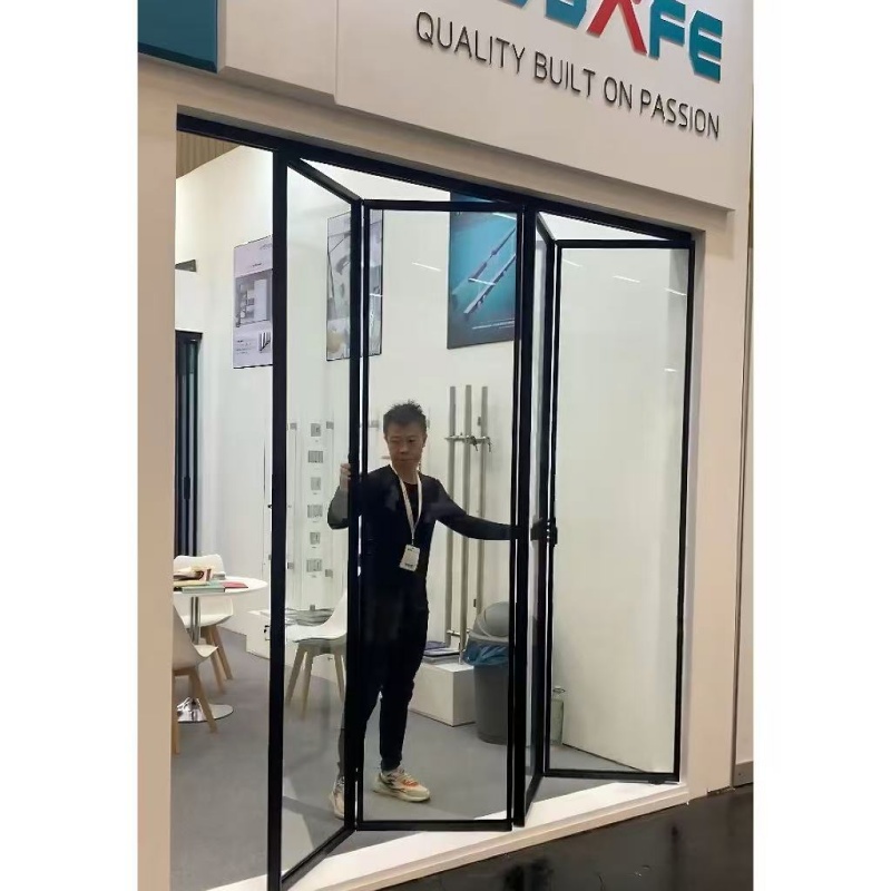 HDSAFE Partition Wall Glass Folding Door Accessories Bi Fold Door Interior Aluminum Folding Patio Soft Closing Bifold Glass Door