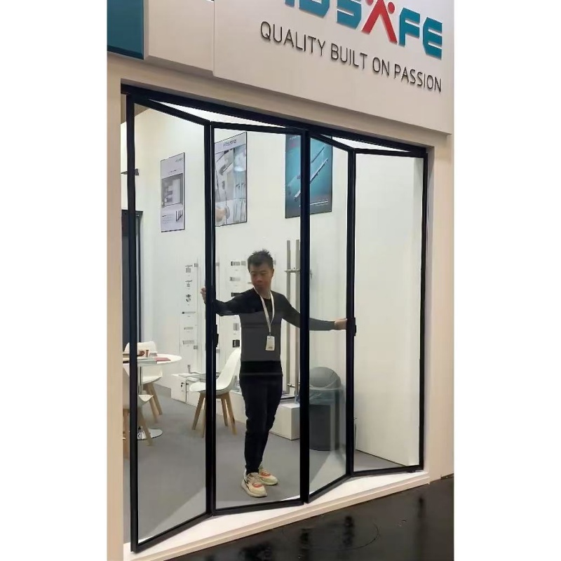 HDSAFE Partition Wall Glass Folding Door Accessories Bi Fold Door Interior Aluminum Folding Patio Soft Closing Bifold Glass Door