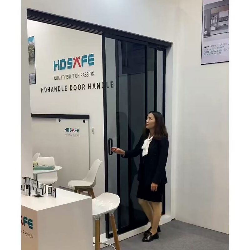 HDSAFE Interior Sliding Glass Door Room Partition Wall Door Home Bedroom Black Frame Aluminum Sliding Door
