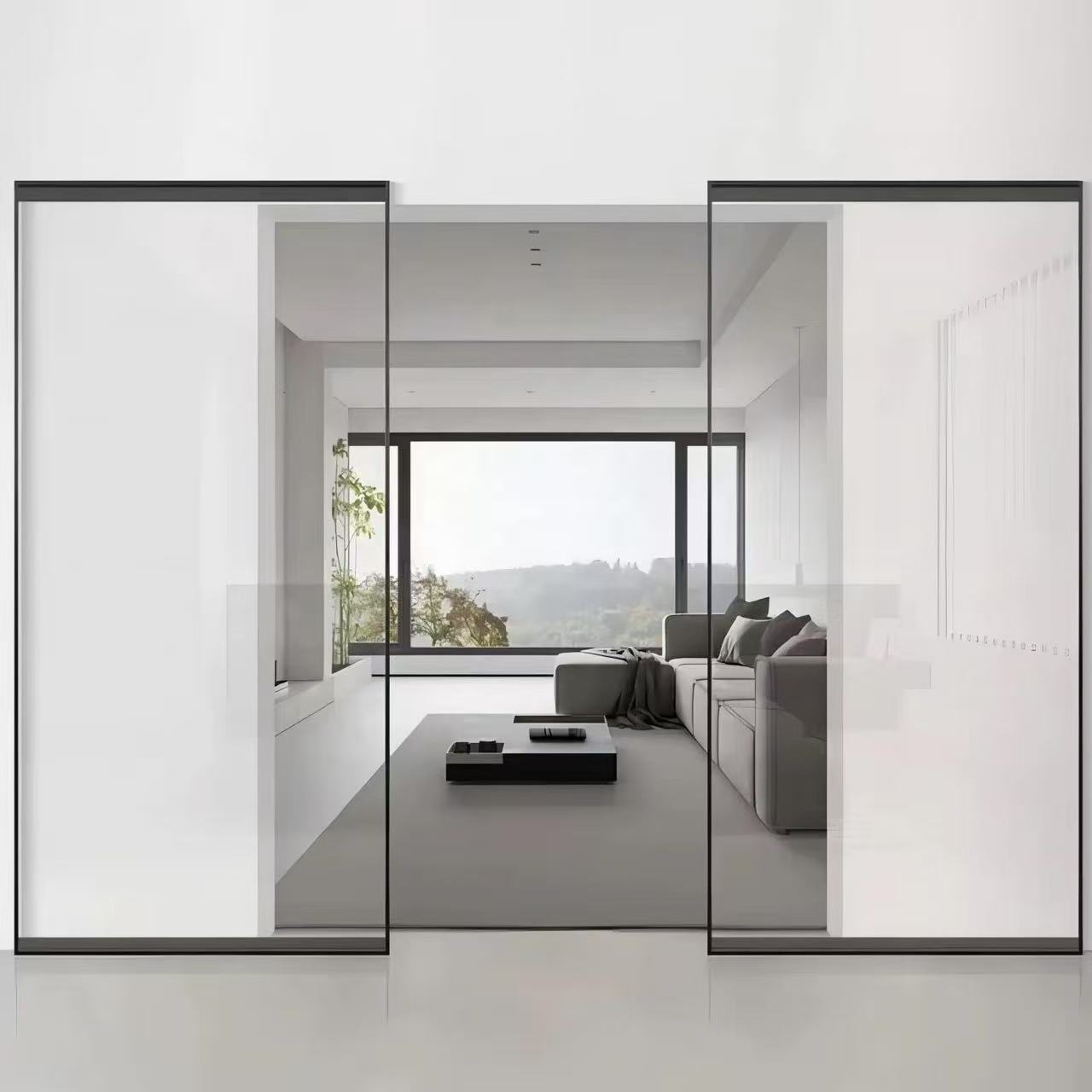 Interior Sliding Doors Automatic Magnetic Glass Sliding Doors System Aluminum Glass Sliding Entry Doors for Bedroom Kitchen Door