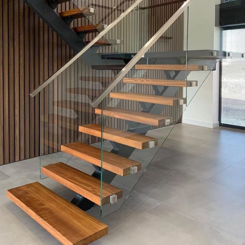 Popular Glass Stair Handrail Styles in North America Frameless 12-20mm Tempered Glass Aluminum French Balcony Balustrades