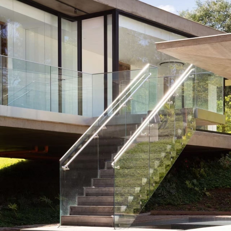 HDSAFE Aluminum Balcony Glass Handrail Accessories Waterproof Interior Exterior Glass Railing