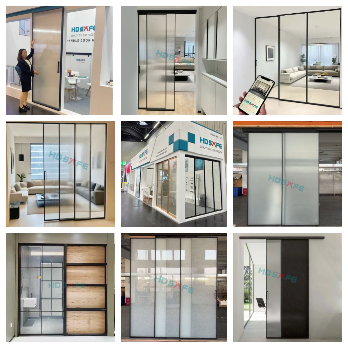HDSAFE Trackless Sliding Door Frameless Glass Sliding Door Hidden Sliding Door Design Sliding Tempered Glass Door