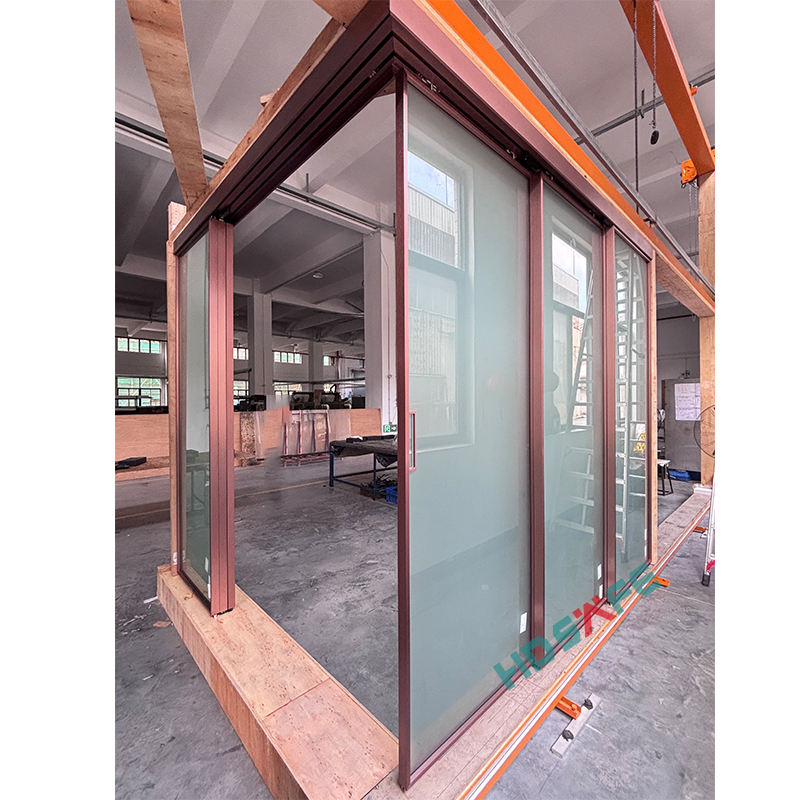 American Five-star Hotel Glass Sliding Door Custom Frame L Shape Sliding Partition Door Kitchen Aluminum Sliding Door Hardware System