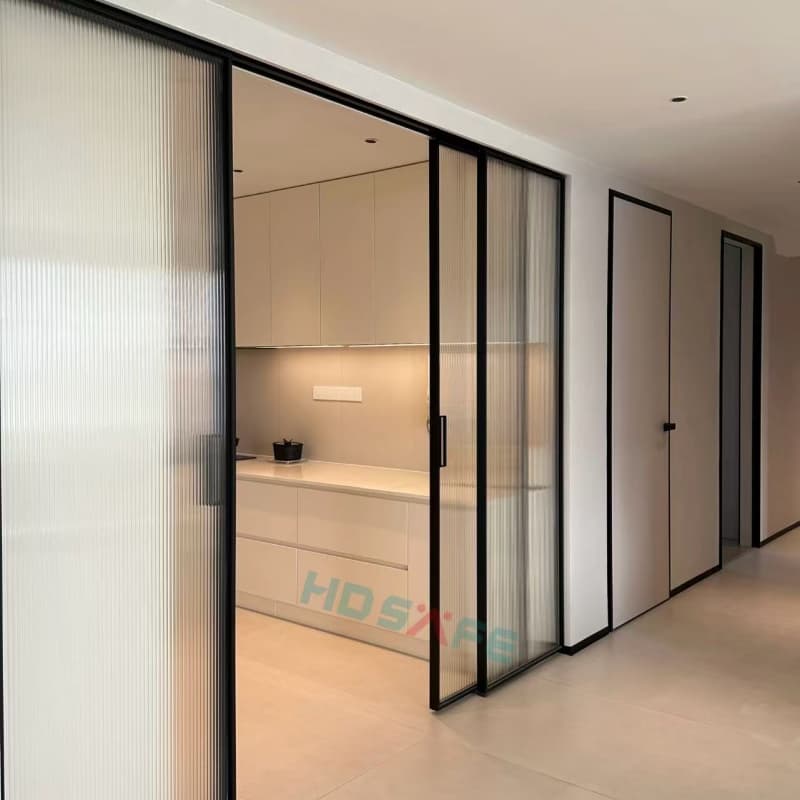Extremely Narrow Slim Frame Single Glass Sliding Door Interior Living Room  Aluminum Glass Sliding Door