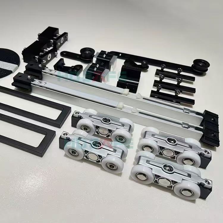 Single-Sliding Aluminum Framed Glass Ghost Door for Interior Living Room Kitchen Bathroom or Entry Hidden-Track Design