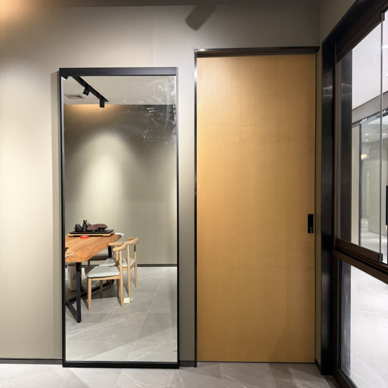 Custom Sliding Ghost Door Trackless Mirror Waterproof Barn Door Glass Hanging for Bedroom Bathroom Kitchen