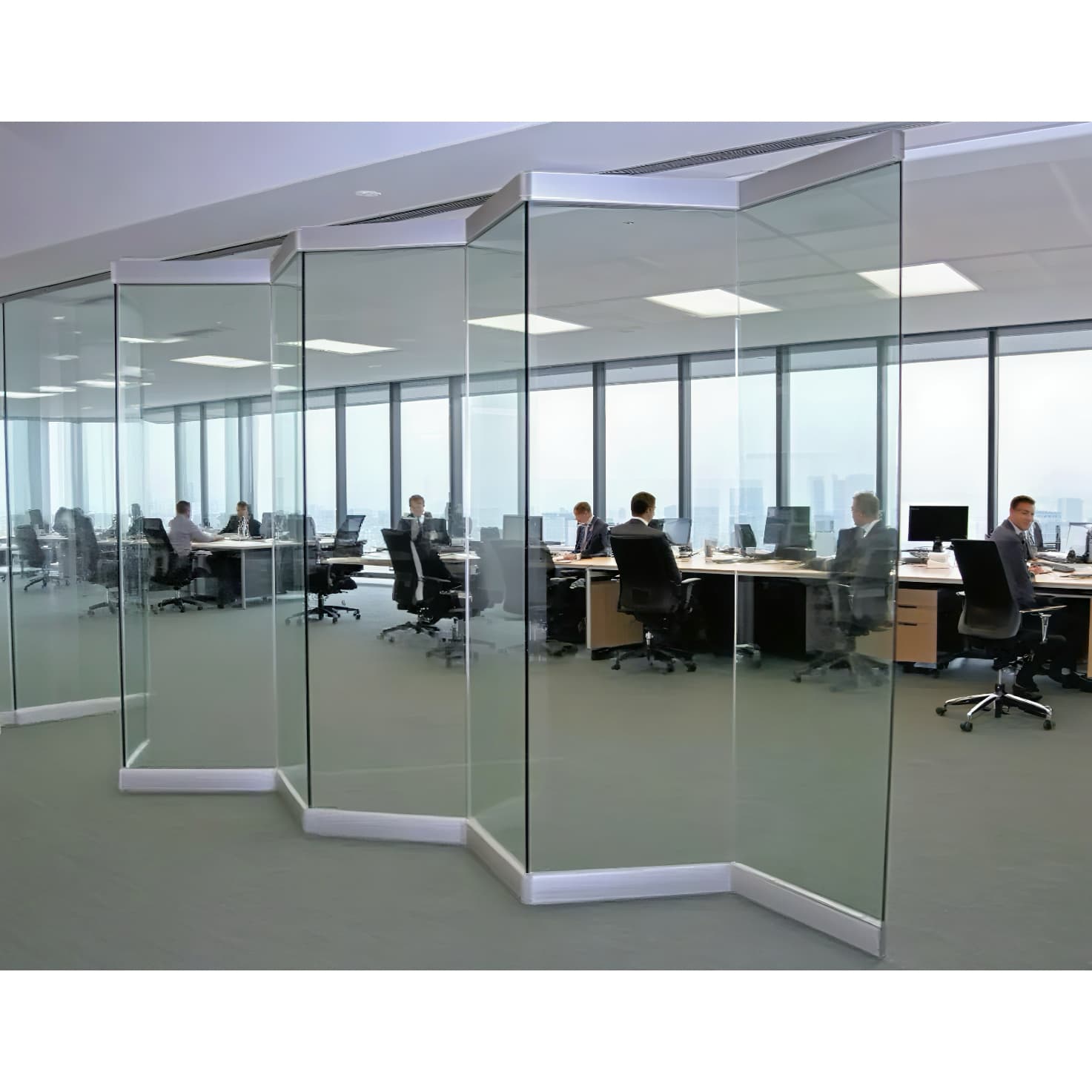 HDSAFE Panoramic Accordion Bi Fold Door Aluminum Slide Patio Balcony Door Frameless Movable Partition Door Terrace