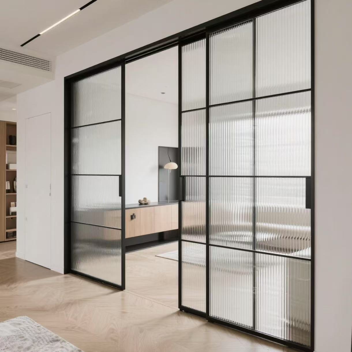 Interior Glass Sliding Door Narrow Aluminum Slim Frame Sliding Interior Glass Door