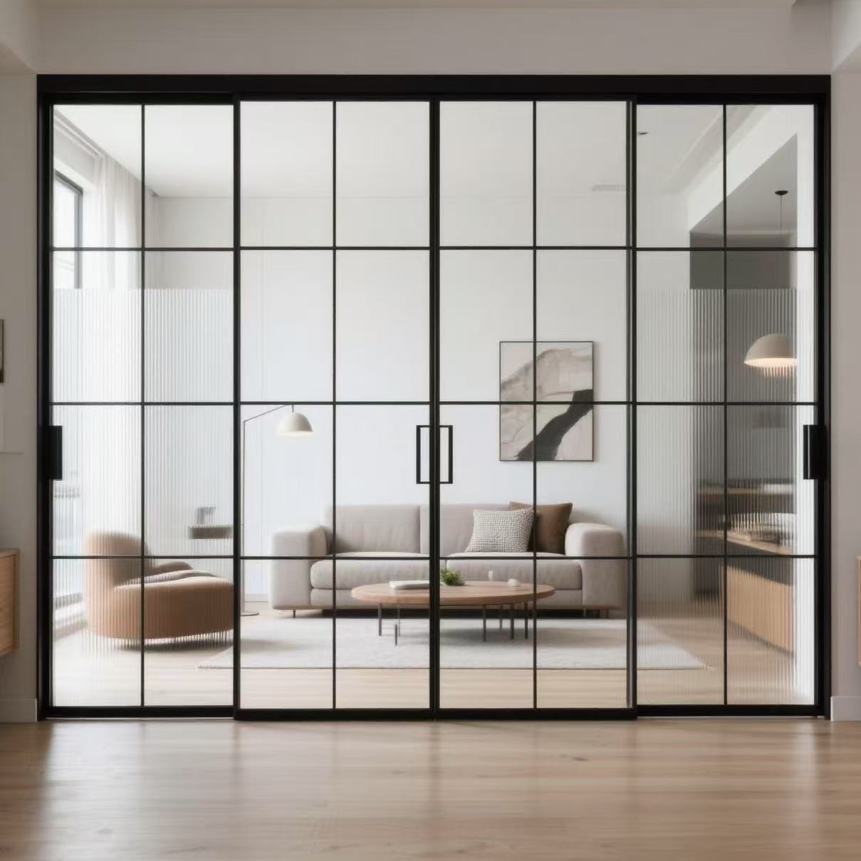  Luxury Sliding Door with Soft Close Modern Extremely Narrow Aluminum Glass Sliding Door