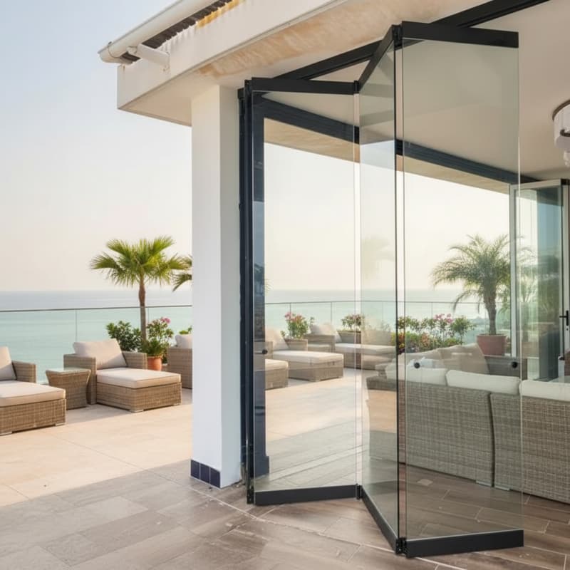 Aluminum Folding Door Modern Glass Folding Door Balcony Partition Accordion Folding Door for Sunroom Folding Glass Doors