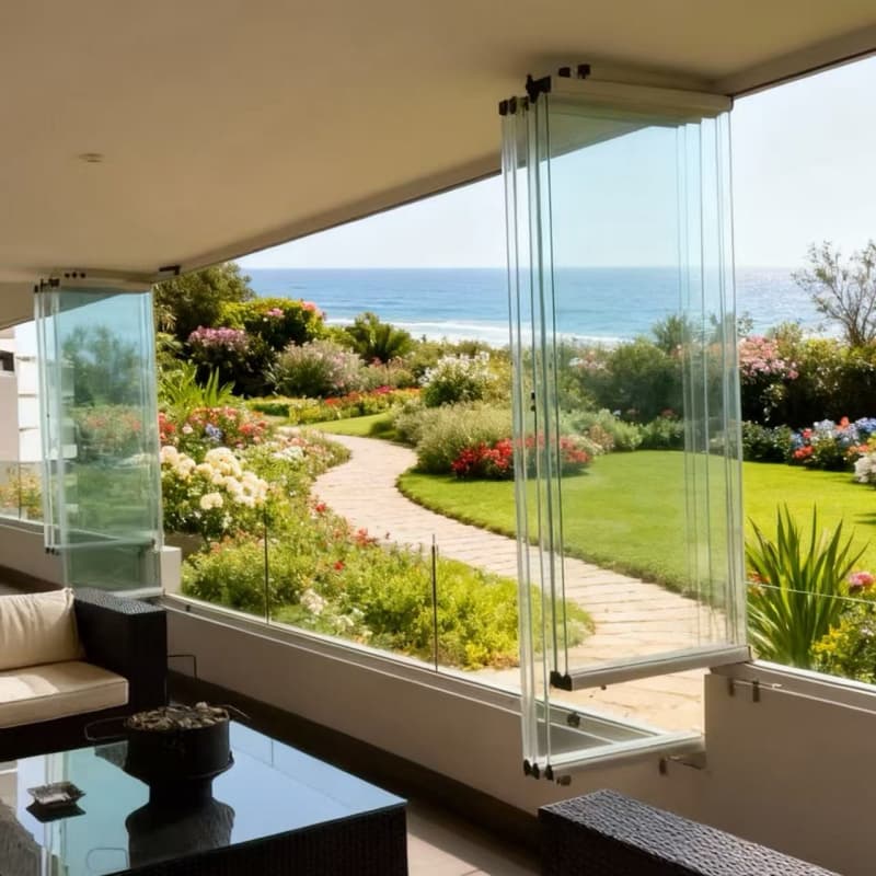 Aluminum Folding Door Modern Glass Folding Door Balcony Partition Accordion Folding Door for Sunroom Folding Glass Doors