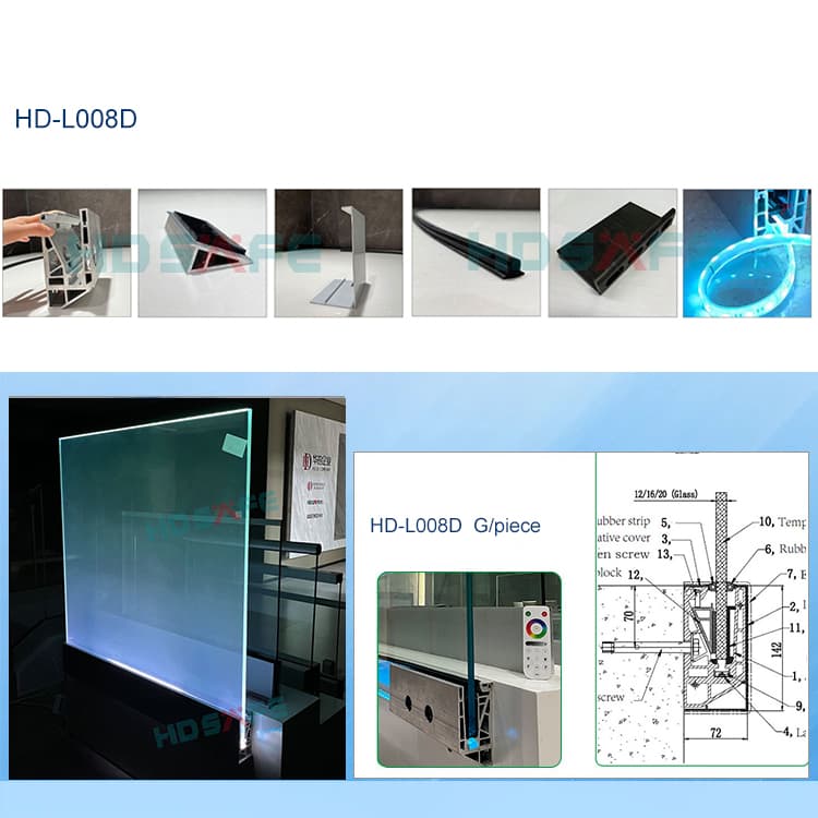 HDSAFE Glass Railing Balcony Spigot Glass Railing Aluminum Glass Railing Glass Stair Railing