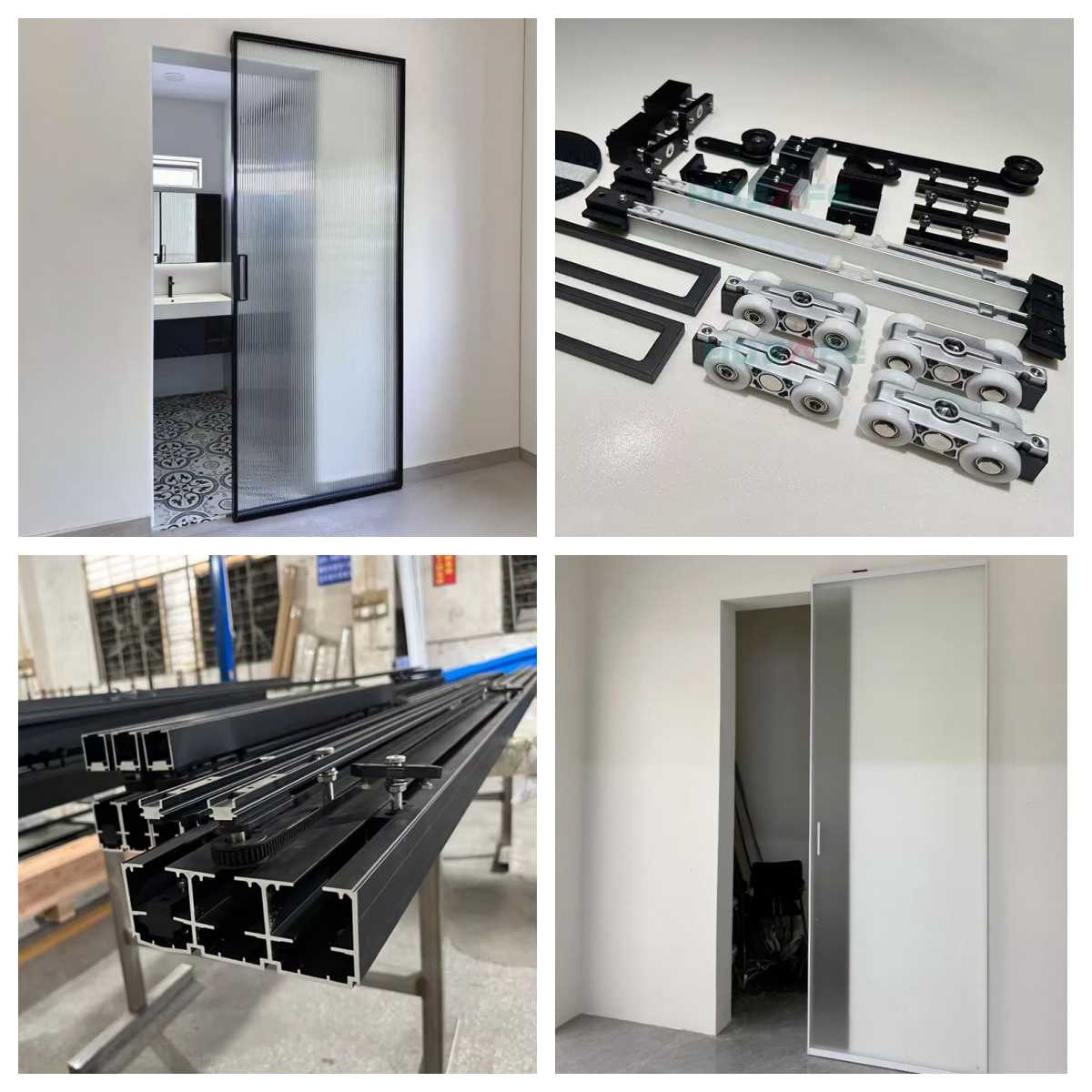 Kitchen Glass Sliding Door Internal Aluminum Profile Golden Frame Sliding Glass Door