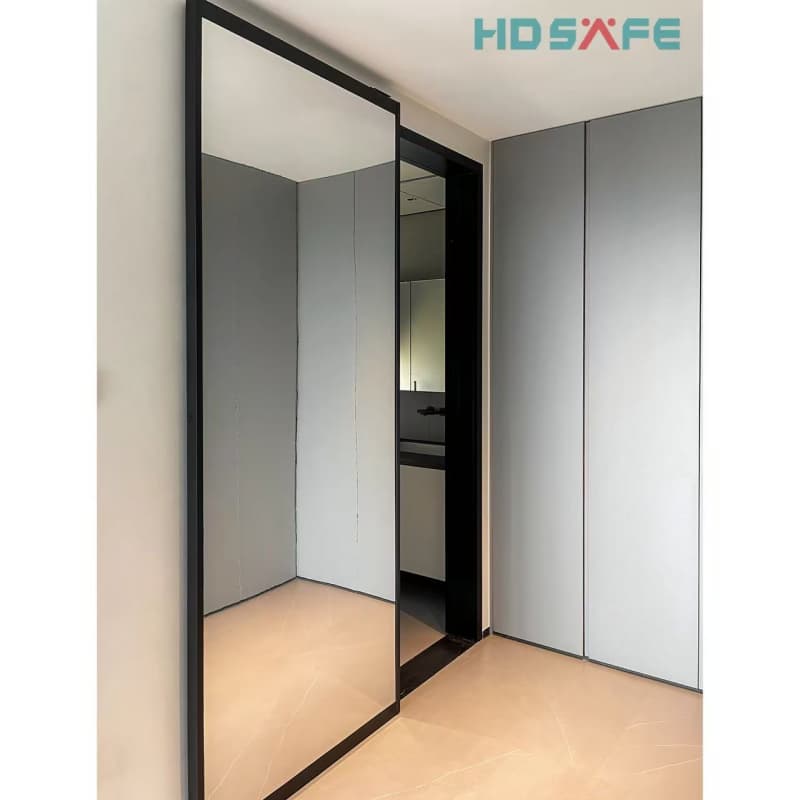 Customized Ghost Sliding Door Hidden Trackless Mirror Ghost Door Interior Automatic Glass Sliding Door Living Room Minimalist