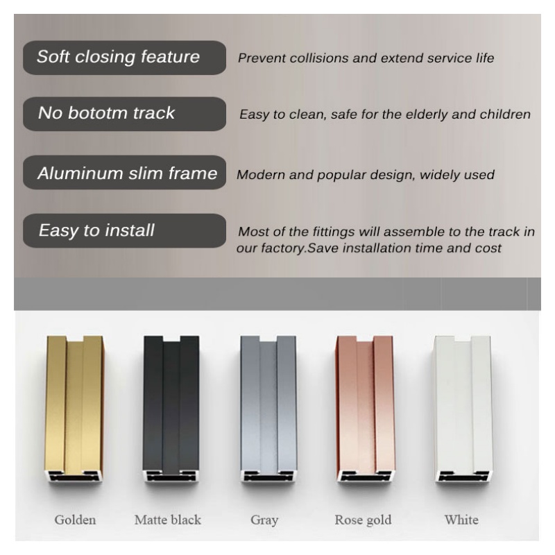 HDSAFE Interior Sliding Glass Door Room Partition Wall Door Home Bedroom Black Frame Aluminum Sliding Door