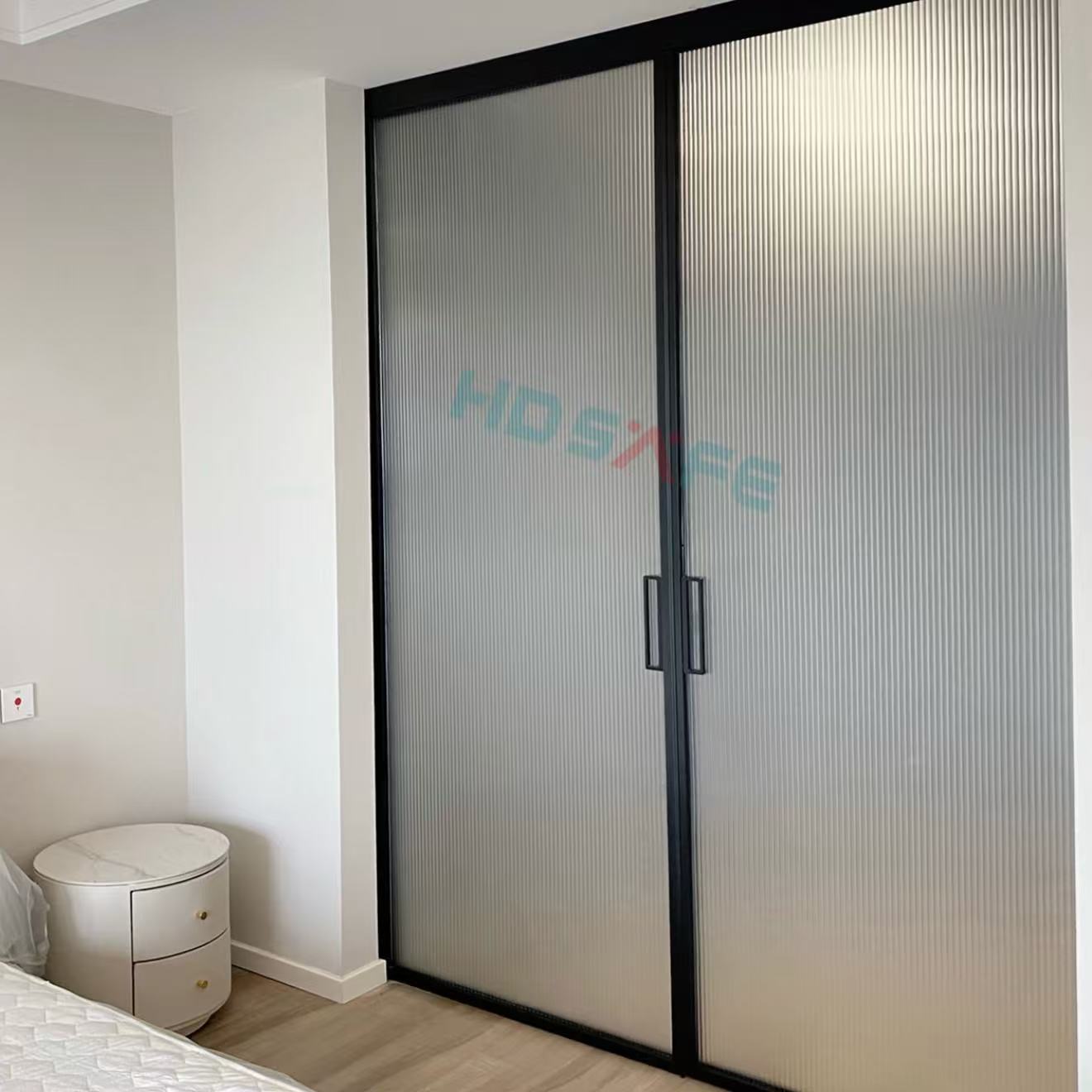 HDSAFE Aluminum Sliding Glass Door Track Roller Hardware Kit Interior Glass Sliding Door Fitting Slim Frame Glass Door System