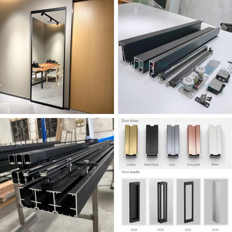 Customized Ghost Sliding Door Hidden Trackless Mirror Ghost Door Interior Glass Sliding Door Living Room Minimalist