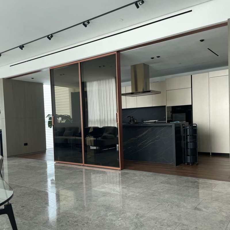 Rose Gold Frame Glass Sliding Doors | Manufacturer for Apartments & Villas