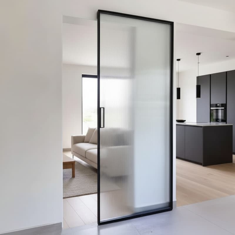 Trackless Glass Ghost Sliding Door | Aluminum Mirror Ghost Door for Bedroom & Kitchen
