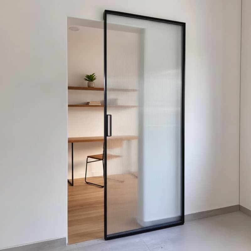 Modern Ghost Sliding Door | Trackless Aluminum Frame & Mirror Glass for Bedroom