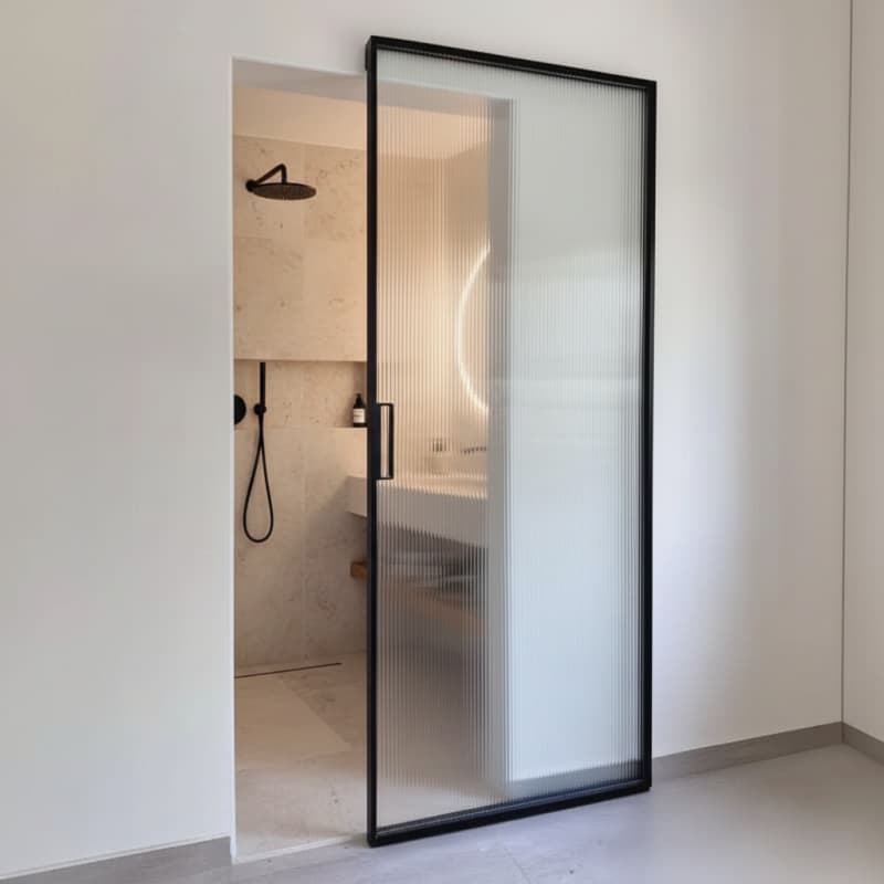 Modern Ghost Sliding Door | Trackless Aluminum Frame & Mirror Glass for Bedroom