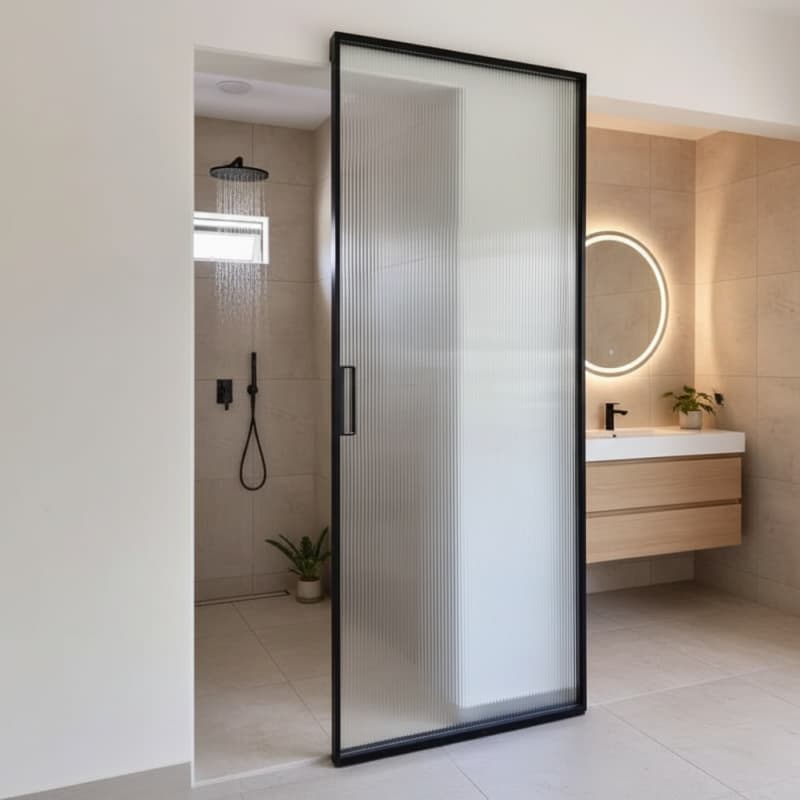 Modern Ghost Sliding Door | Trackless Aluminum Frame & Mirror Glass for Bedroom
