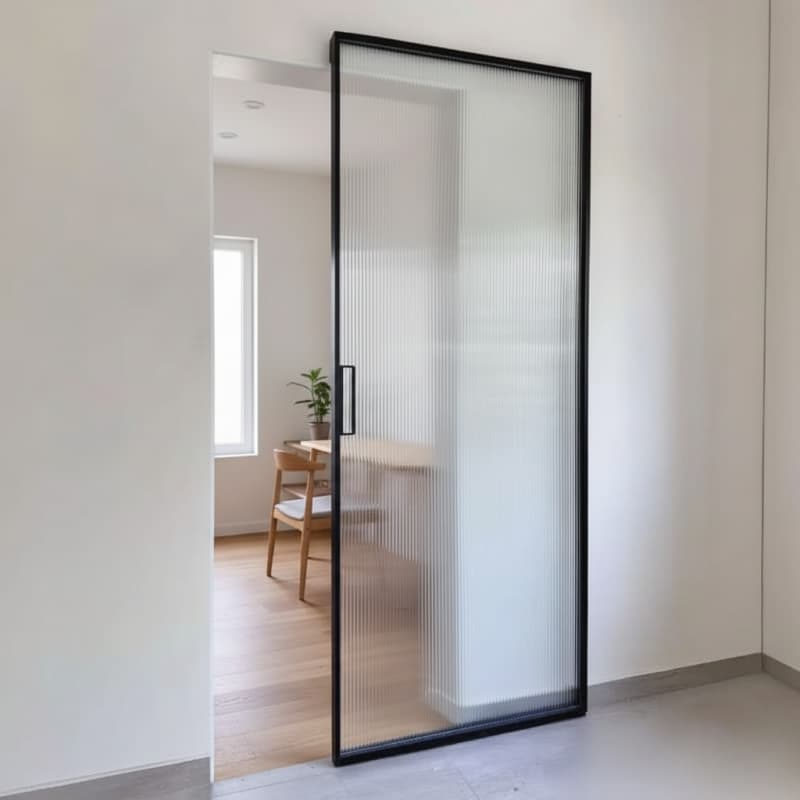 Modern Ghost Sliding Door | Trackless Aluminum Frame & Mirror Glass for Bedroom