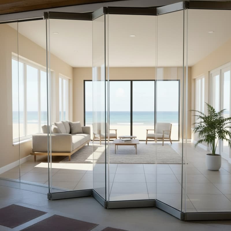 HDSAFE Slim Frame Kitchen Folding Door Aluminum Exterior Interior Glass Folding Door Patio Folded Accordion House Doors Window