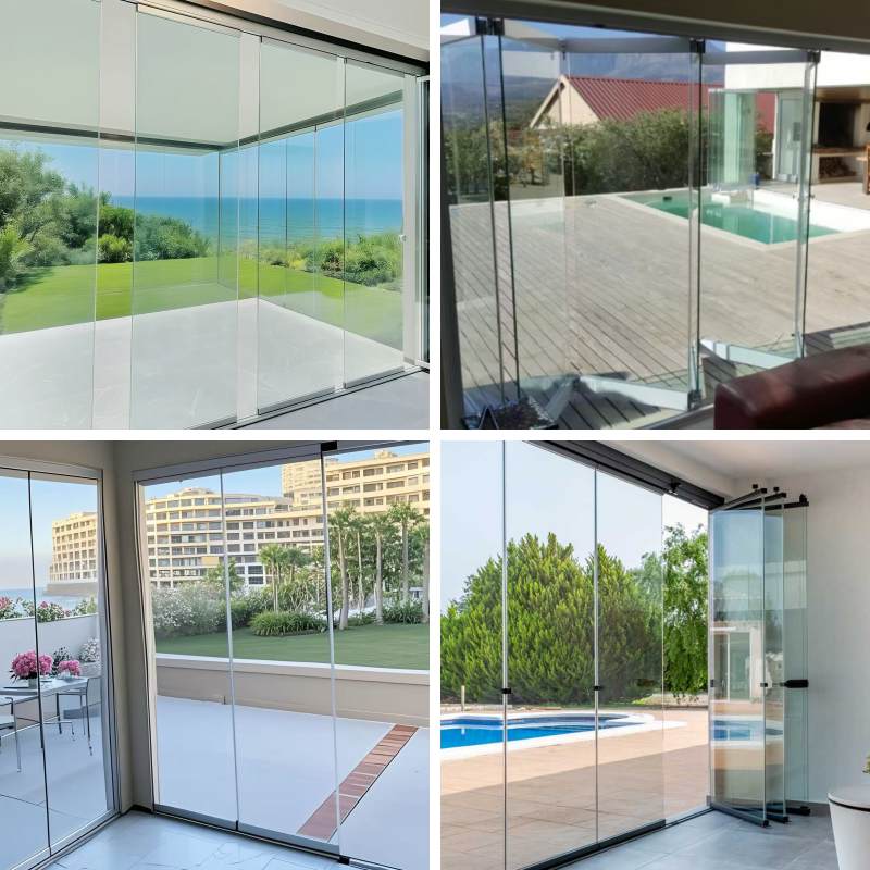 HDSAFE Folding Glass Door Aluminum Glass Folding Door Patio Accordion Glass Partition Walls