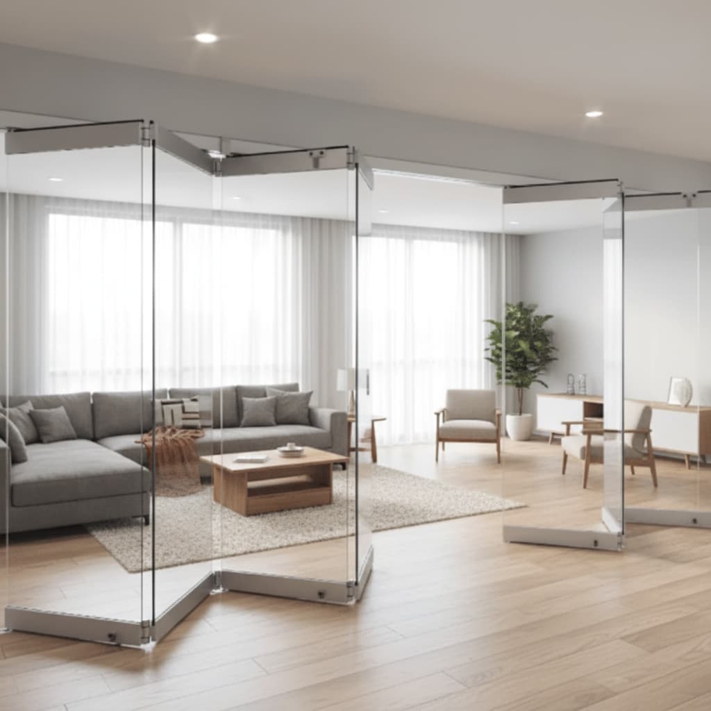 Folding Door Patio Balcony Sunroom 8-12mm Glass Door Partition Wall Stainless Steel Hinge Glass Bi Fold Doors