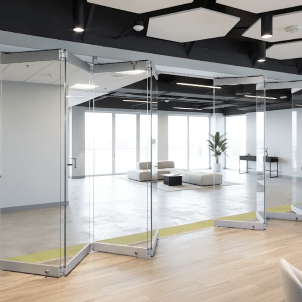 HDSAFE Frameless Glass Folding Doors Office Glass Wall 10mm Frameless Moveable Glass Partition Hardware