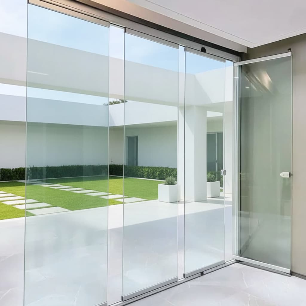 HDSAFE Frameless Glass Folding Doors Office Glass Wall 10mm Frameless Moveable Glass Partition Hardware