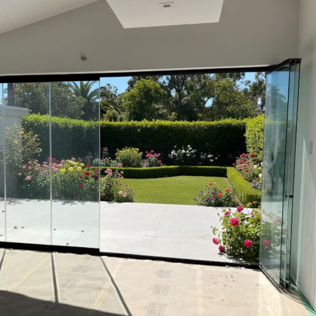 HDSAFE Aluminum Frameless Glass Folding Patio Door Exterior Partition Door Customization