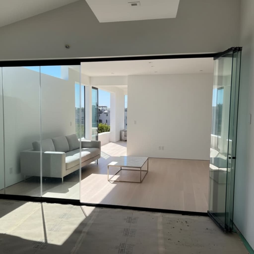 HDSAFE 8-12mm Frameless Glass Folding Doors Sliding Folding Partition Detail Partition Accessories Factory