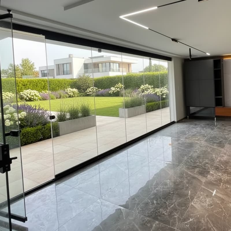 HDSAFE Glass Folding Door Aluminum Sunroom Sliding Door Partition Curtain Patio Glass Door Balcony