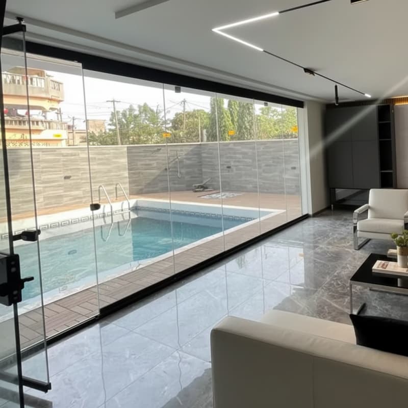 SA8900H Modern Design Frameless Glass Folding Door Patio Pergola Balcony Sunroom