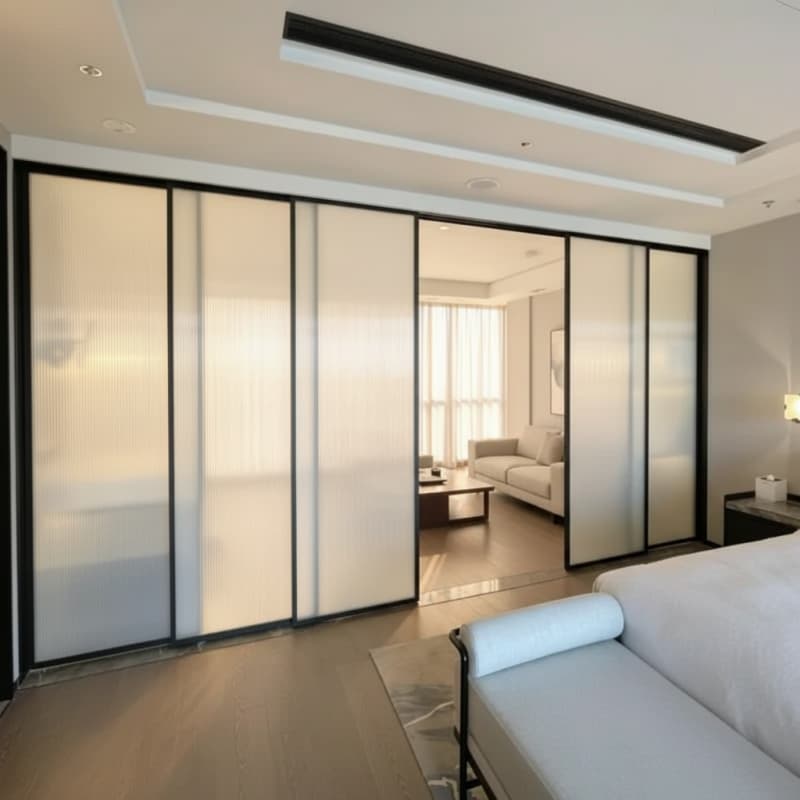 European Luxury Hotel Sliding Door | Frosted Glass | 5-Star Project Customization