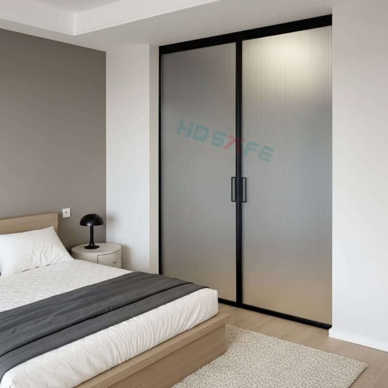 HDSAFE Aluminum Sliding Glass Door Track Roller Hardware Kit Interior Glass Sliding Door Fitting Slim Frame Glass Door System