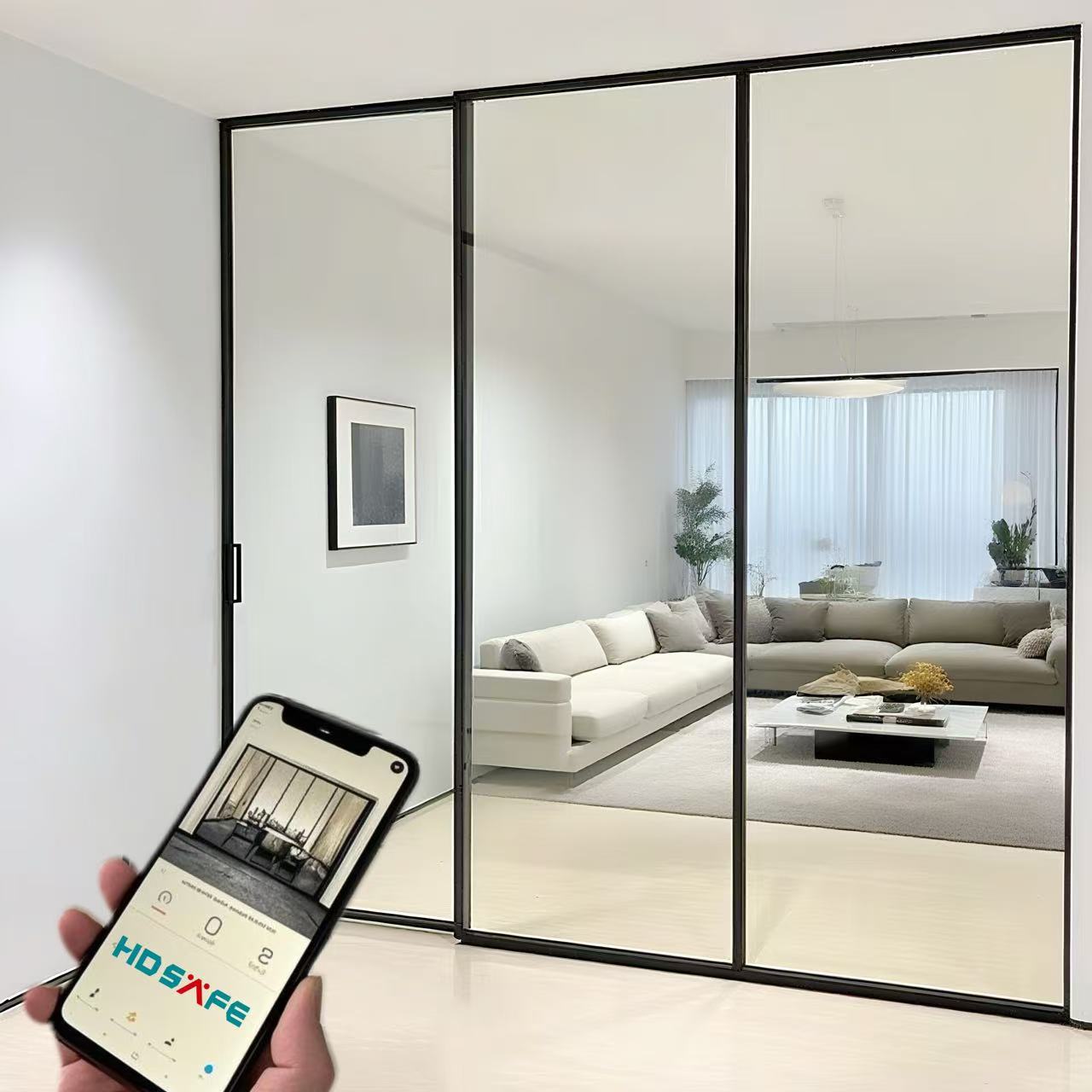 HDSAFE Aluminum Frame 8mm Glass Sliding Door Hardware Track Frame Roller Soft Closing Telescopic Sliding Glass Door Accessories