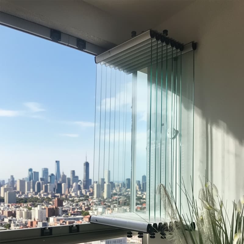 HDSAFE Glass Curtain Stack Panoramic Accordion Bifold Door Balcony Partition Folding Door Aluminum Frameless Sliding Folding Patio Door