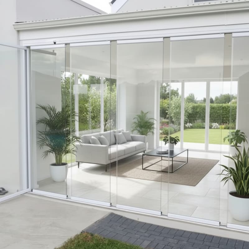 HDSAFE Sliding Glass Doors Partition Wall Bifold Door Balcony Partition Folding Door System