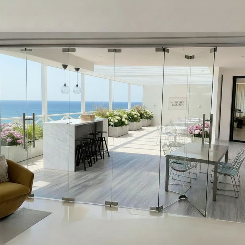 Frameless Folding Glass Doors for Australian Projects AS 2047 & AS/NZS 2208 Certified